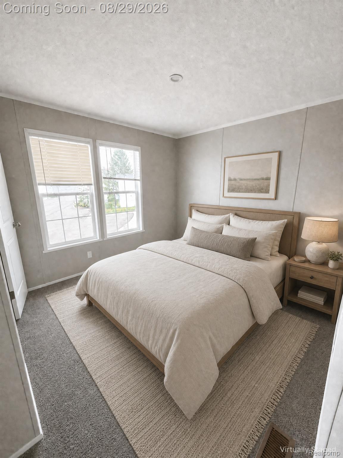 46000 Geddes Road, Unit 520 Canton, MI 48188 - Photo 19 of 29 Dual windows with blinds, recessed ceiling lighting, light gray wall panels, and gray carpeting