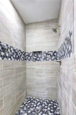 a bathroom with a shower
