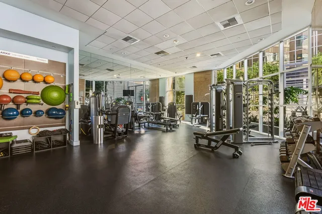 a view of a gym with window