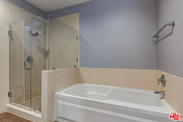 a bathroom with a bathtub