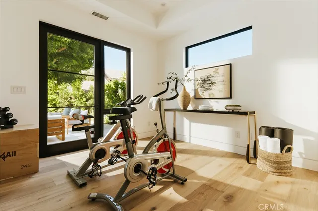 a view of a room with gym equipment