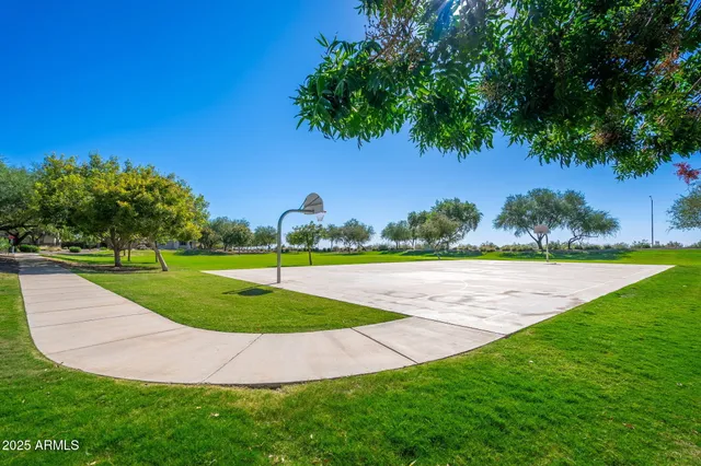 a view of a golf course with a garden