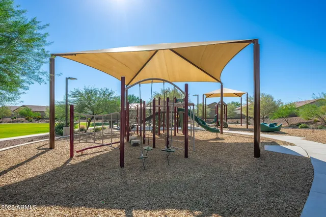 a view of a park with slide