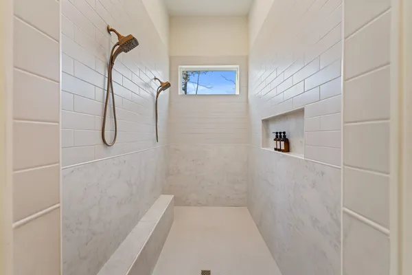 a bathroom with a bathtub