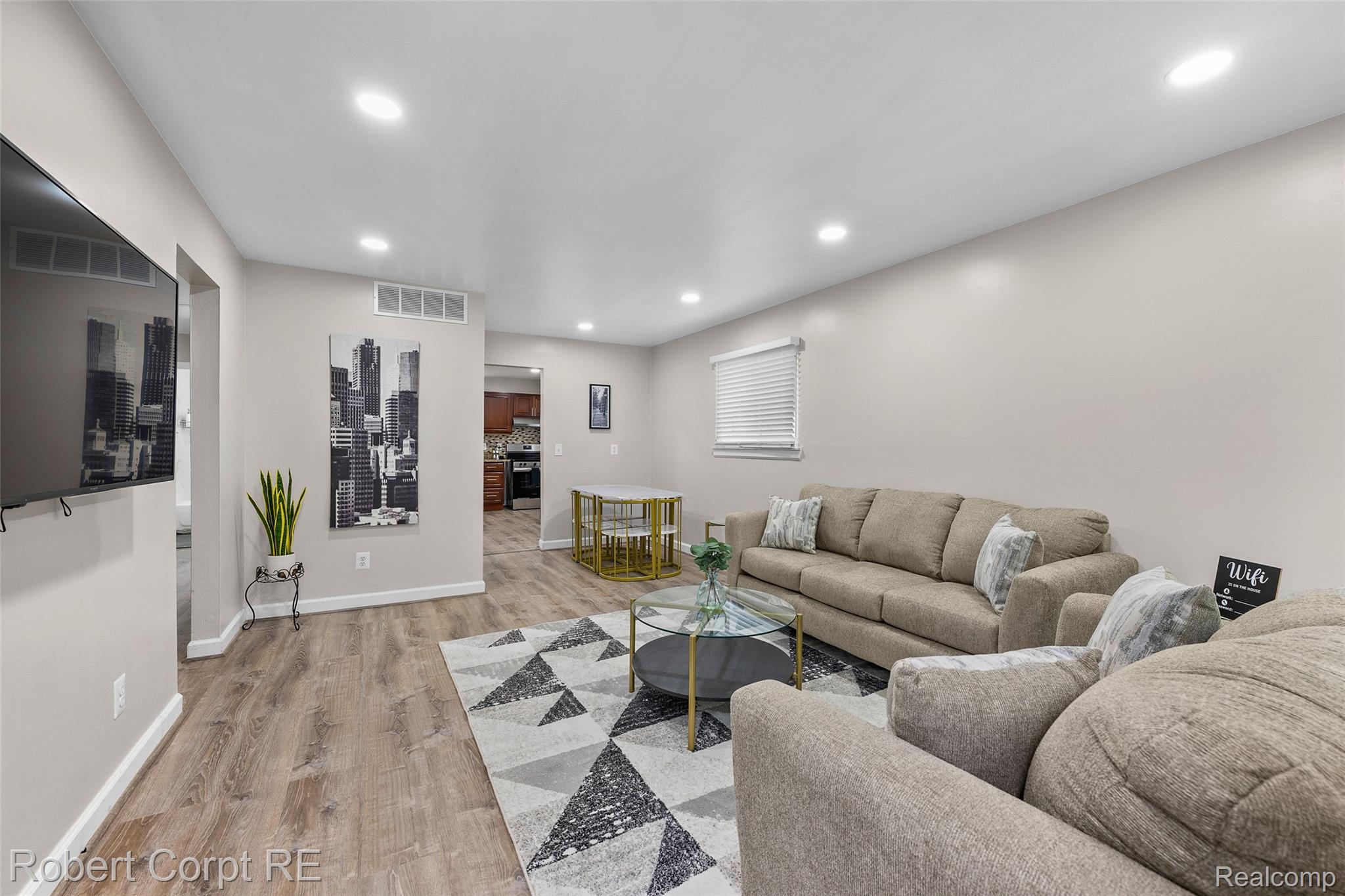 4772 Harding Street Dearborn Heights, MI 48125 - Photo 12 of 22 Living room with light wood-style floors and recessed lighting