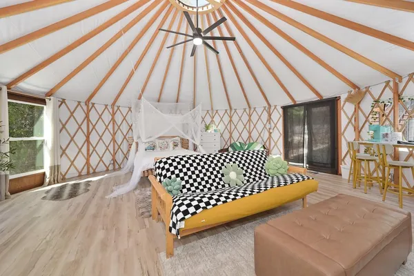 a kitchen with a refrigerator and a sink