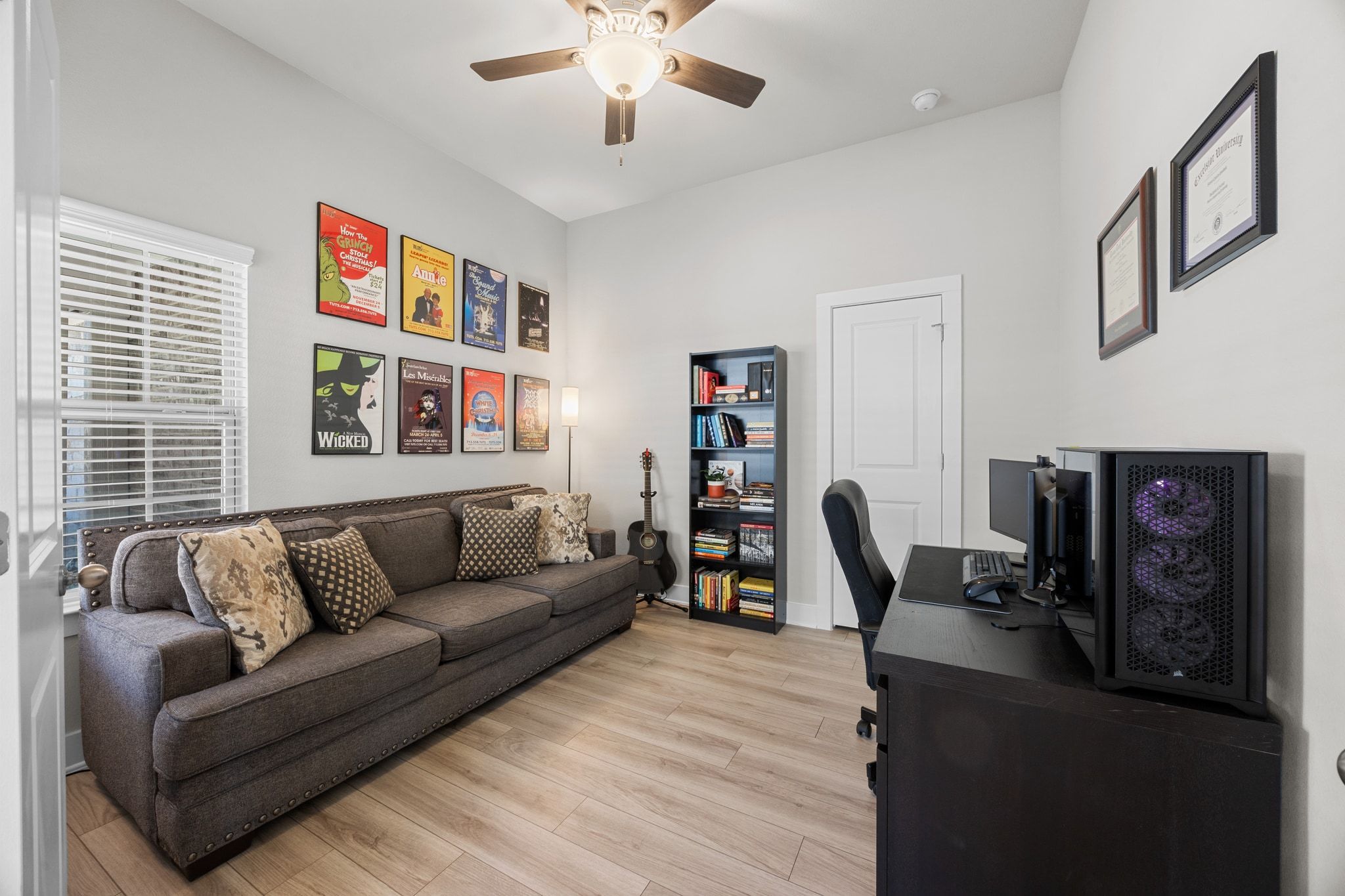 4807 Portillo Way Pflugerville, TX 78660 - Photo 3 of 24 Office space featuring light wood-style flooring and a ceiling fan
