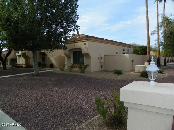 a view of a park with plants and large trees