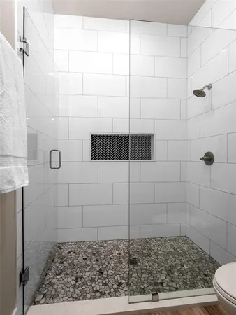 a bathroom with a shower
