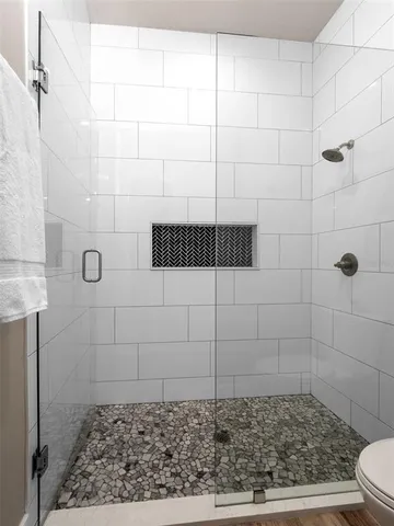a bathroom with a shower