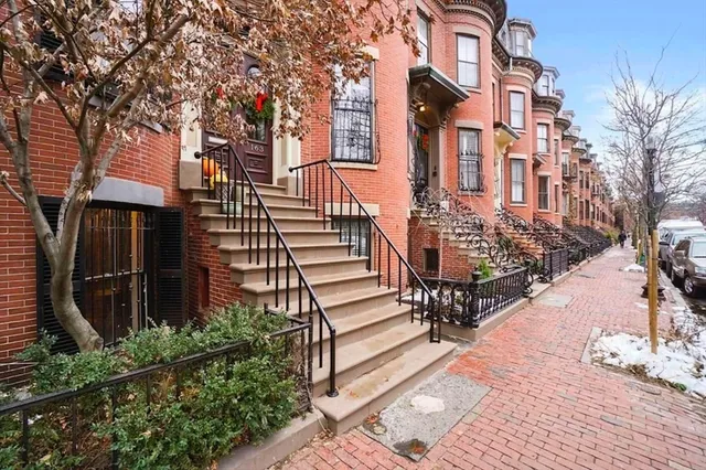 a view of a building with a bench