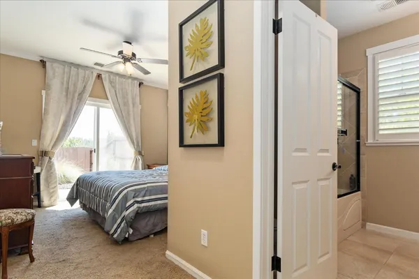 a living room with a bed furniture and a window