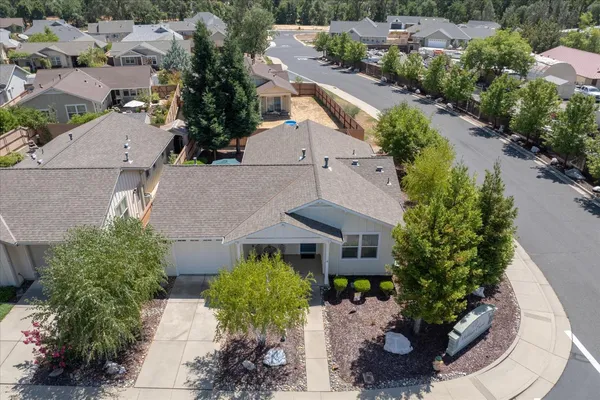 an aerial view of a house