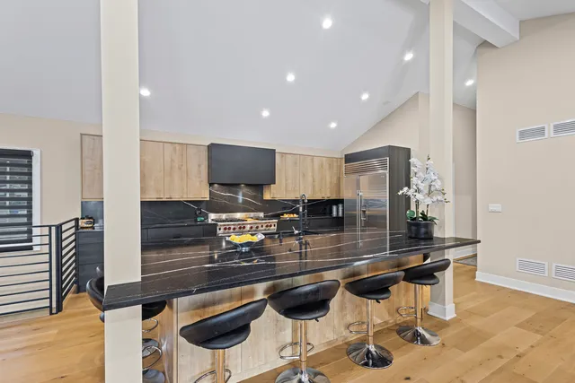 a view of a dining area with furniture