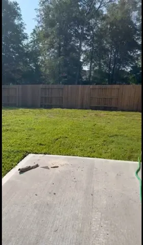 a view of a backyard with grass