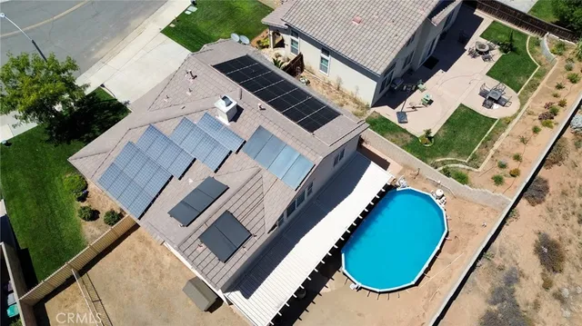 an aerial view of a house