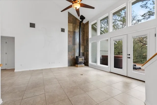 a view of an entryway with a fireplace