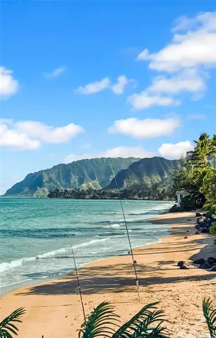 a view of a lake with a mountain