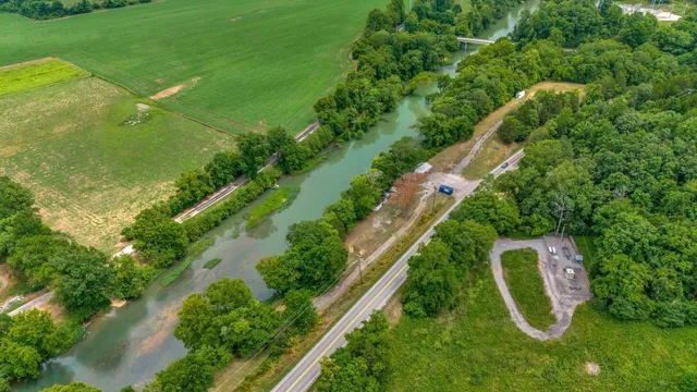 a view of a golf course with a garden
