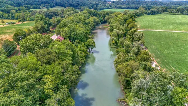 a view of a garden with a lake