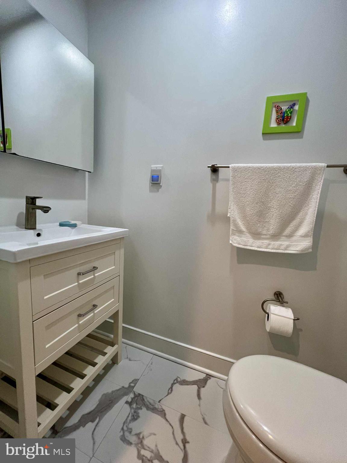 4118 18th Road North Arlington, VA 22207 - Photo 15 of 48 a bathroom with a toilet a sink and mirror