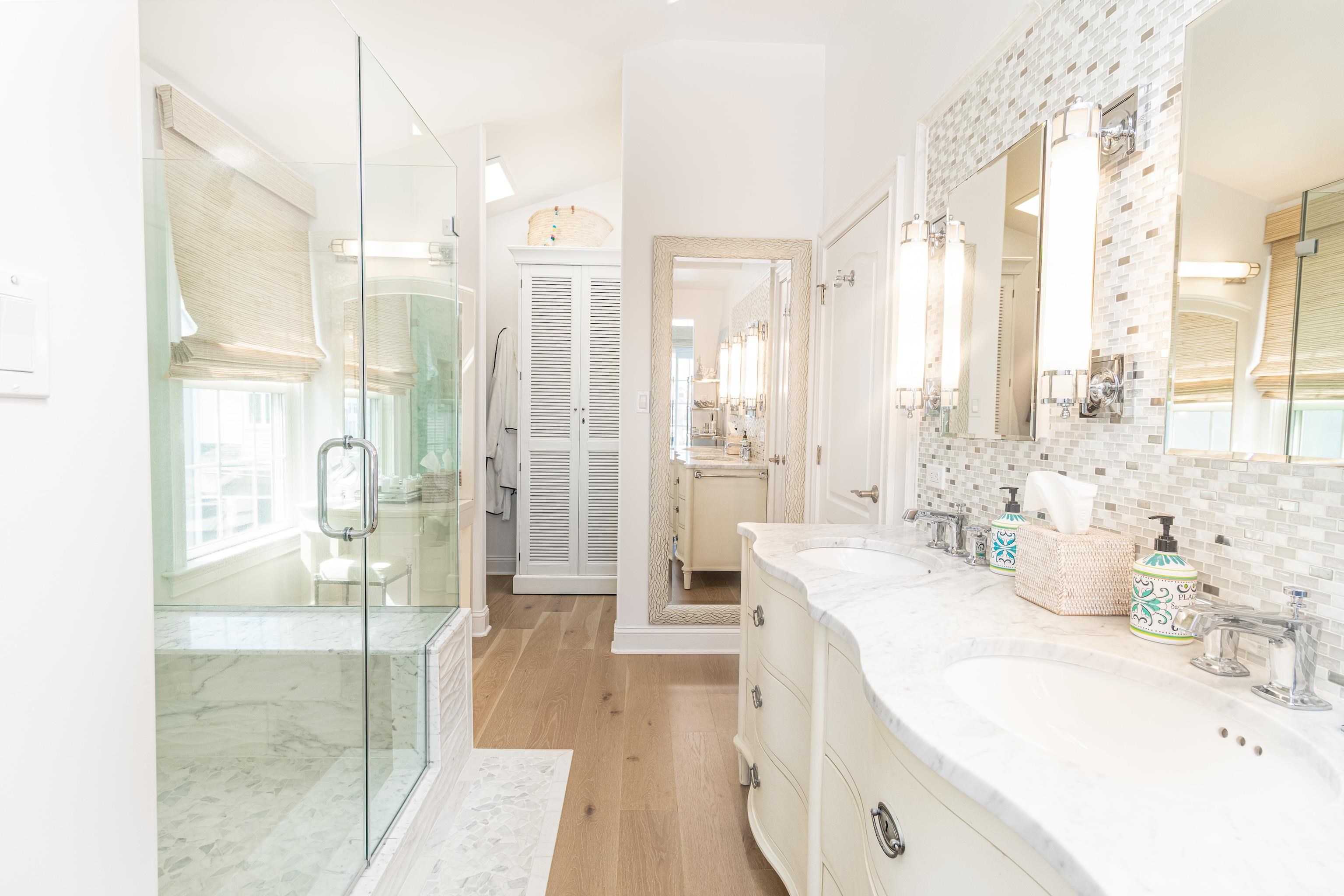 328 83rd Street Stone Harbor, NJ 08247 - Photo 24 of 34 a spacious bathroom with a double vanity sink and a shower