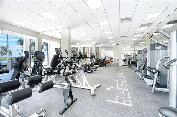 a view of a room with gym equipment