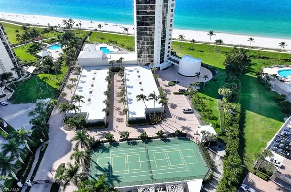 a view of a city with tall buildings