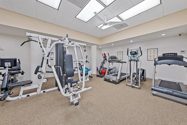 a view of a room with gym equipment