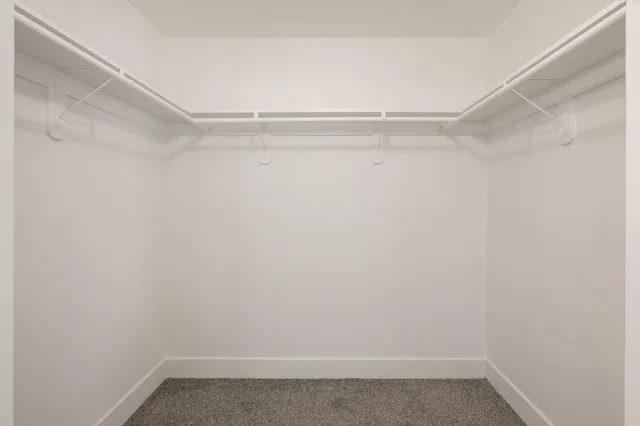 a view of an empty walk in closet