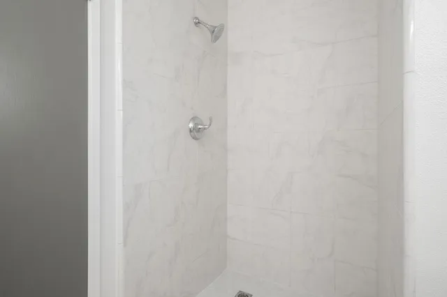 a close up of a shower