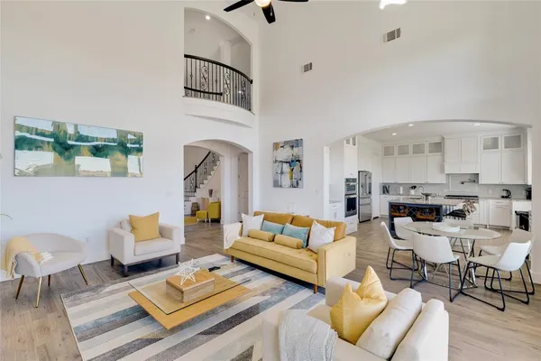 a living room with furniture