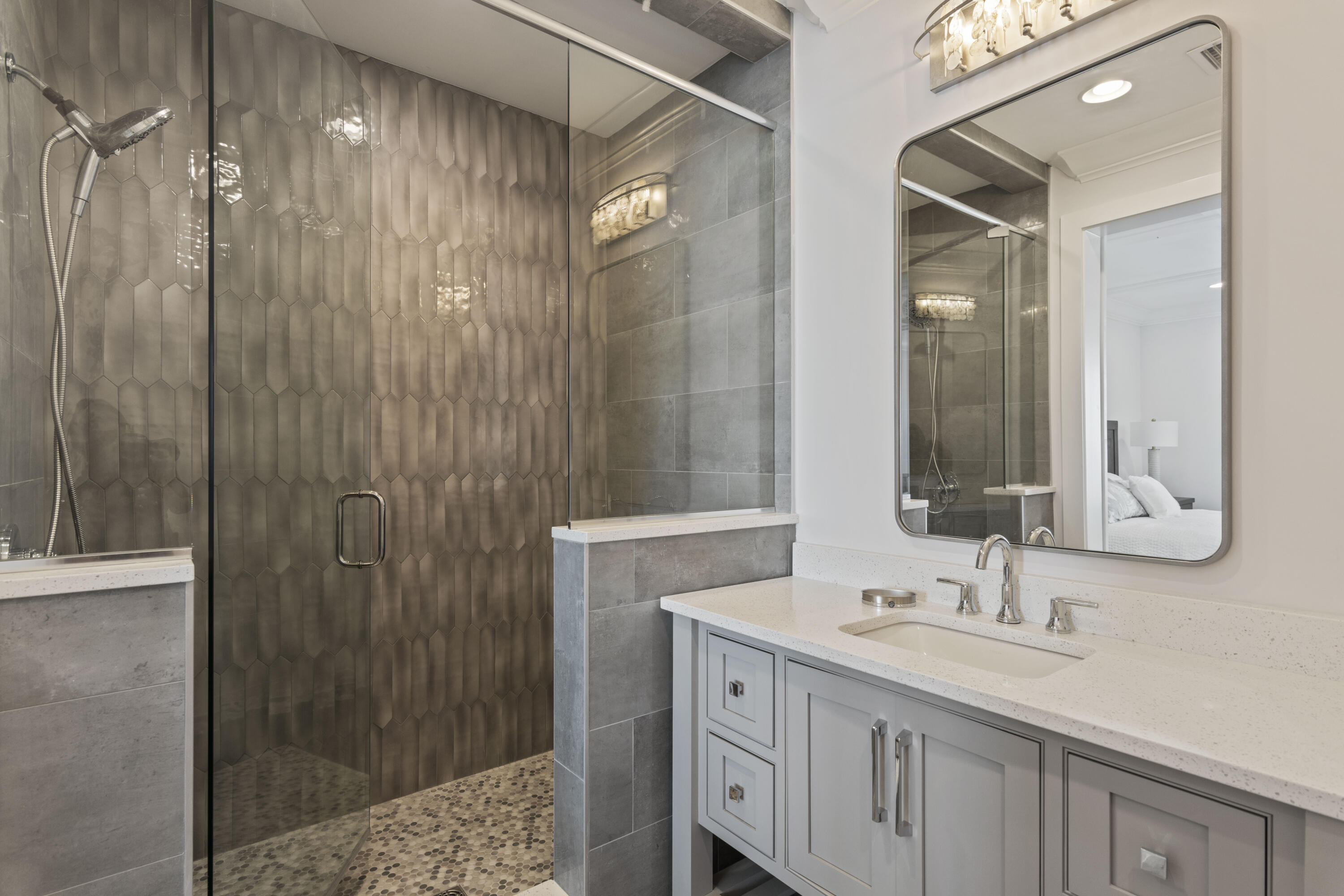 26 Azzurro Way Santa Rosa Beach, FL 32459 - Photo 72 of 78 a bathroom with a shower sink and mirror