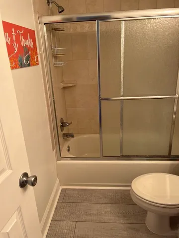 a close view of a bed in the room