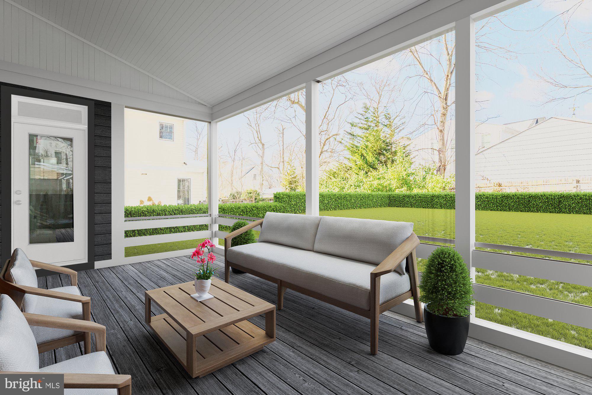 5829 25th Road North Arlington, VA 22207 - Photo 15 of 20 a view of a patio with a dining table and chairs with wooden floor