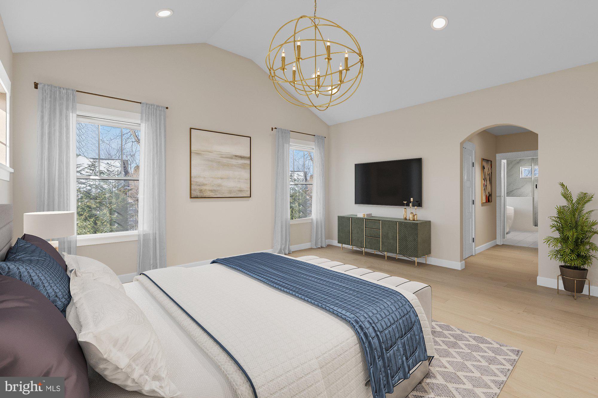 5829 25th Road North Arlington, VA 22207 - Photo 9 of 20 a spacious bedroom with a bed and a flat screen tv