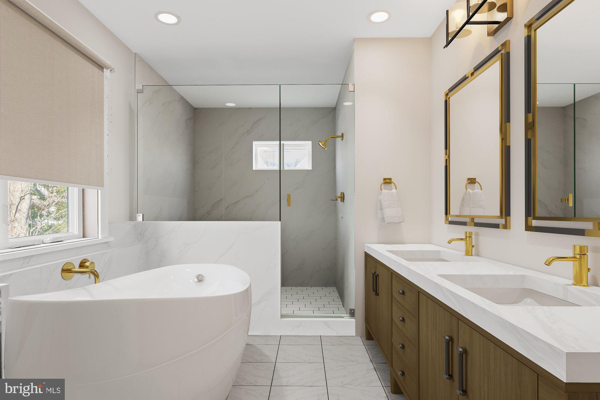 5829 25th Road North Arlington, VA 22207 - Photo 10 of 20 a bathroom with a tub sink shower and mirror