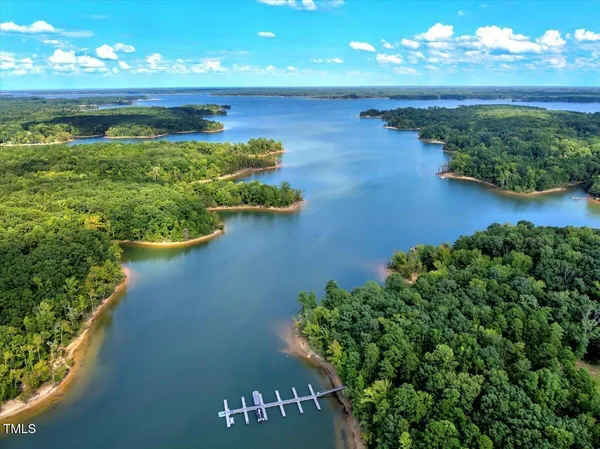 a view of a lake from a yard