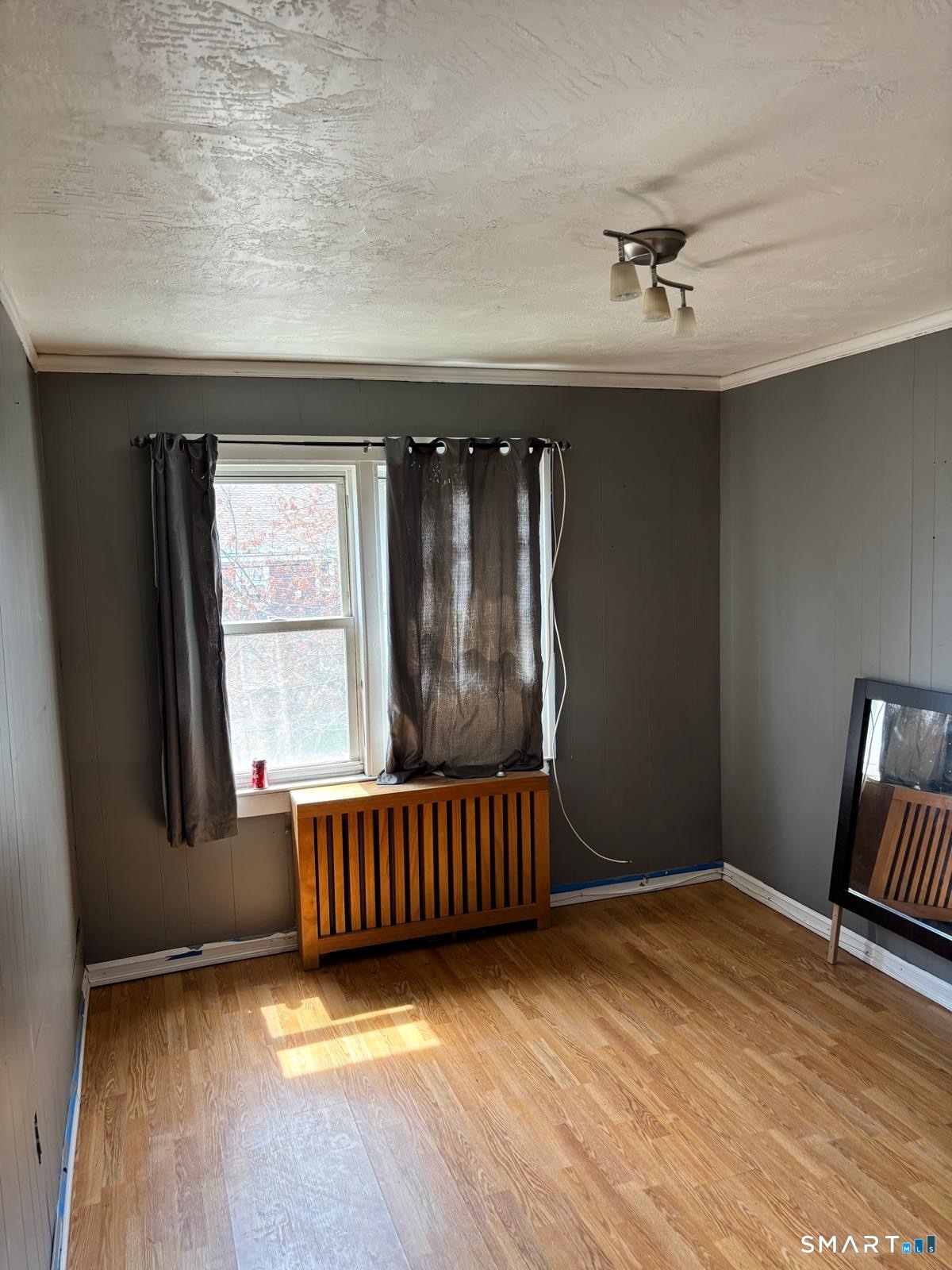 an empty room with windows