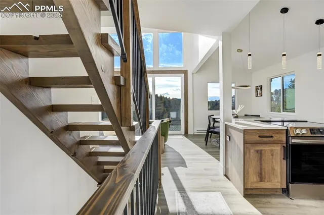 a living room with furniture