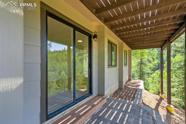 an aerial view of a house