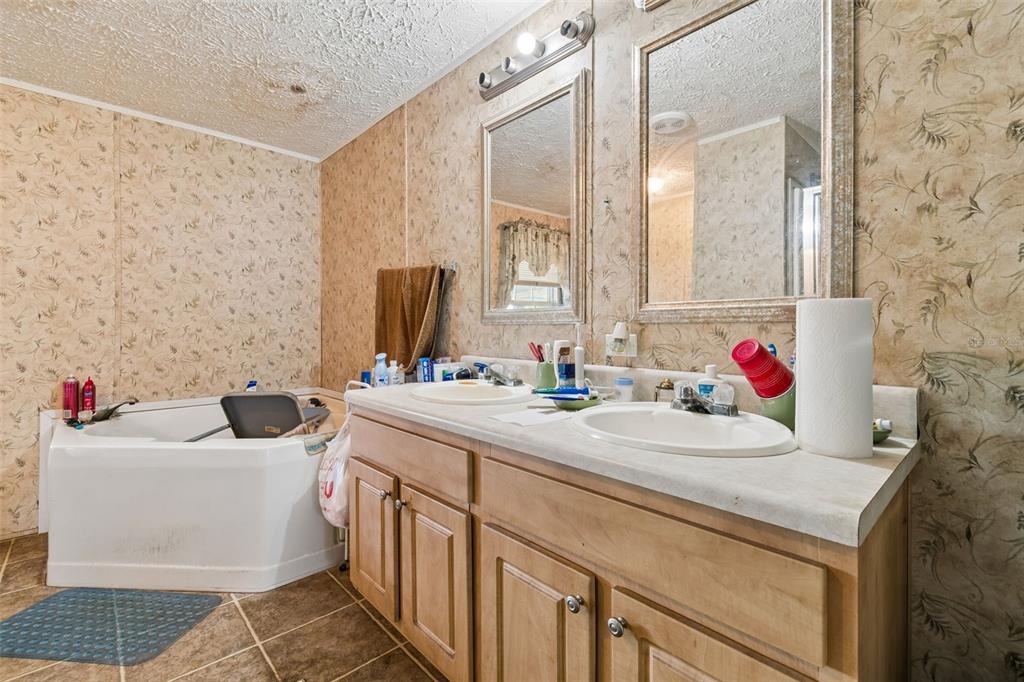 11101 Sumner Road Wimauma, FL 33598 - Photo 8 of 35 a bathroom with a sink and a mirror