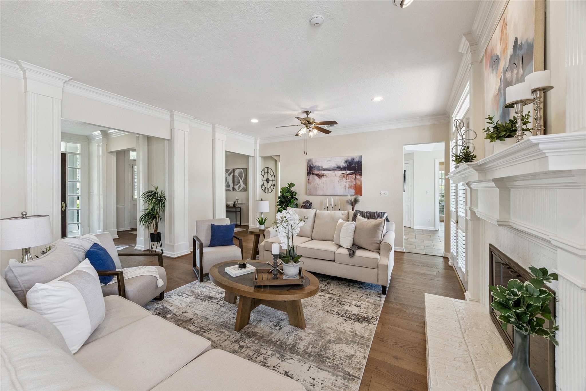 3577 Katy Hockley Road Katy, TX 77493 - Photo 21 of 50 a living room with furniture fireplace and a fireplace