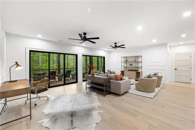 a view of a forest with trees