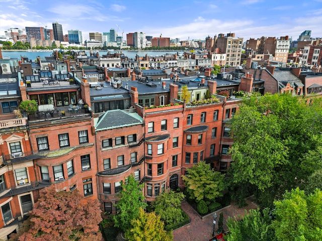 a view of a city that has tall buildings