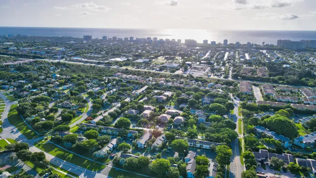 an aerial view of multiple house