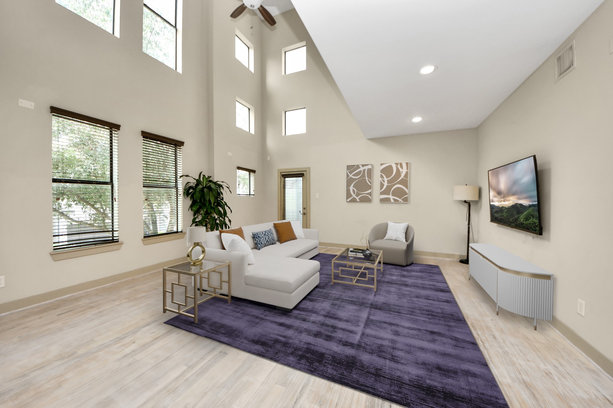 4510 Inker Street, Unit B Houston, TX 77007 - Photo 7 of 43 a living room with furniture large window and a flat screen tv