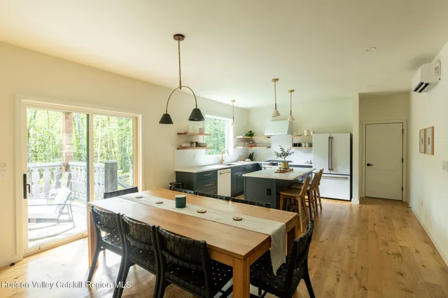 a view of a dining room and livingroom view