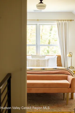 a view of a bathtub in a room