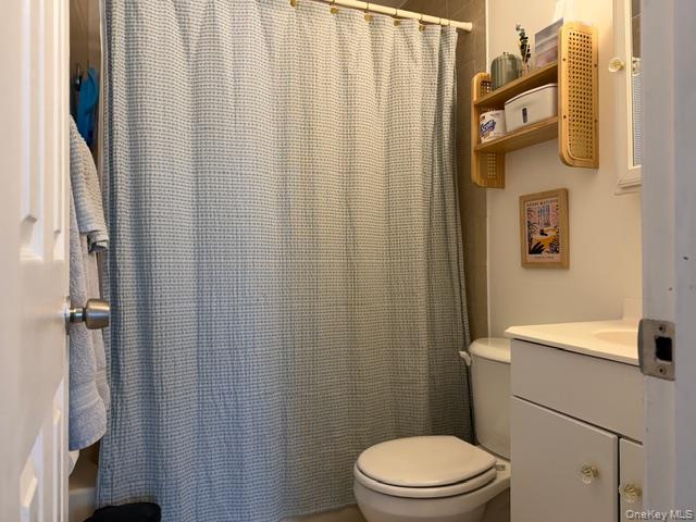 10 Hollingsworth Place Centereach, NY 11720 - Photo 12 of 19 a white toilet sitting next to a shower curtain